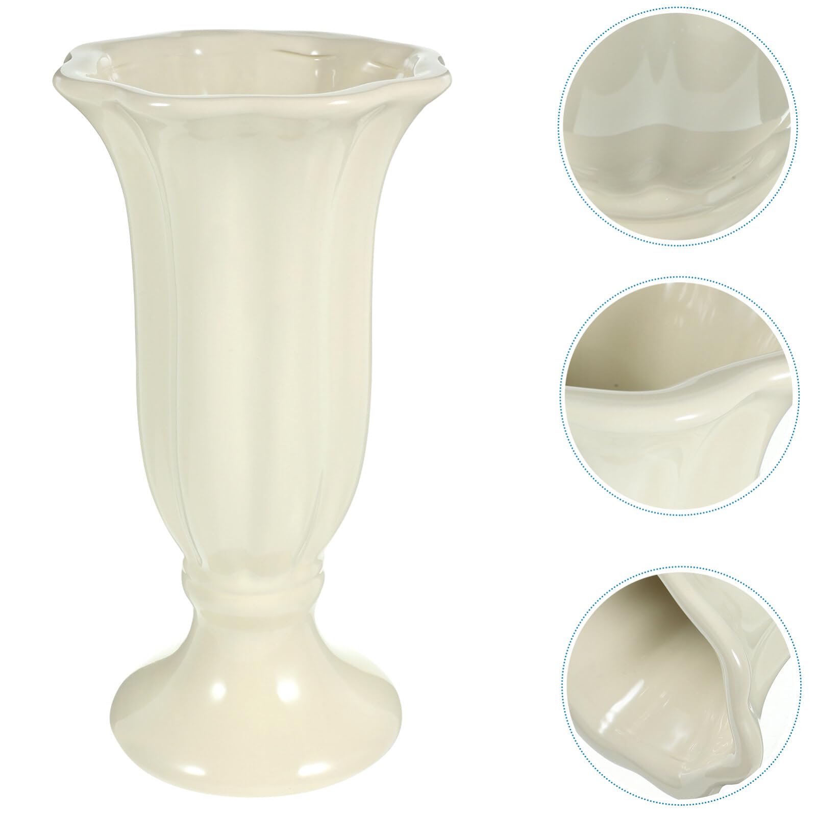 Beige Ästhetische Keramikvase, Große Vase für Trockenblumen