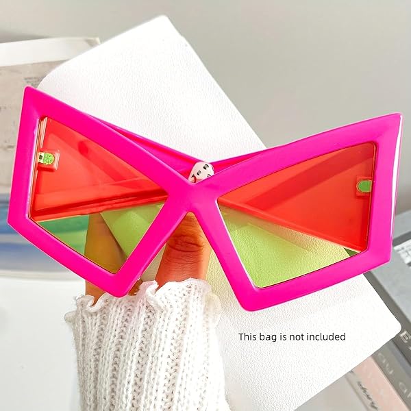 1pc Oversize Cat-Eye Occhiali Materiale Leggero Triangolo Geometrico Modello Cerniere In Metallo Unisex Durevole Occhiali Alla Moda Rosa - 3