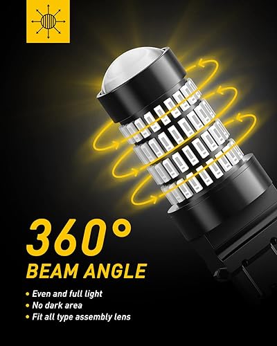 Miniatura 3 de Auxito Focos LED 3157 mejorados, rojo, 500% más brillantes, 3056, 3156, 3057, 4157, chip102-SMD, proyector para luces de freno, freno trasero, luces