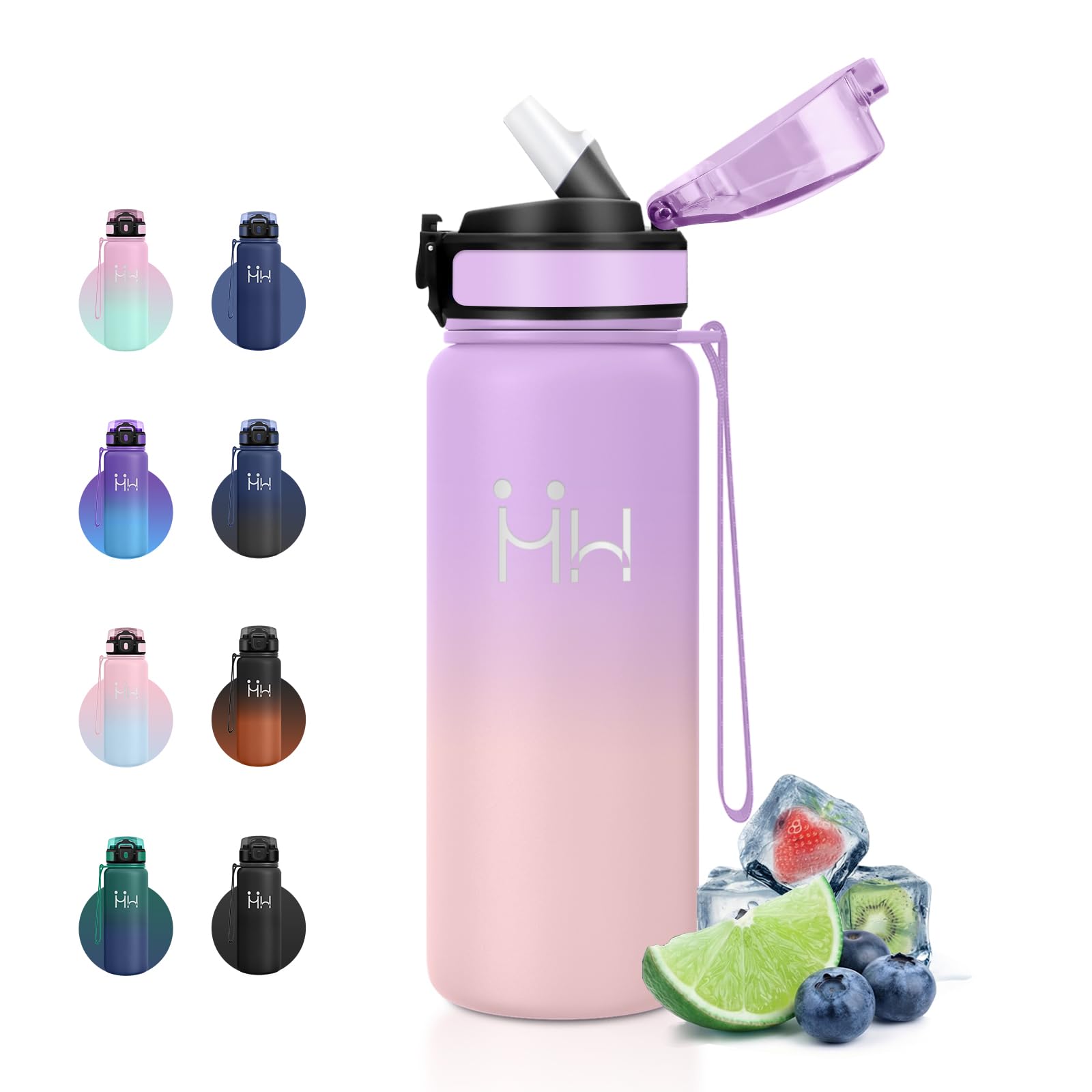 Borraccia Acciaio Inox 750ml, Borraccia Termica con Cannuccia, senza BPA, Bottiglia Acqua a Prova di Perdite, senza BPA, Borracce Termiche per Scuola, Gimnasio, Sport, Ciclismo