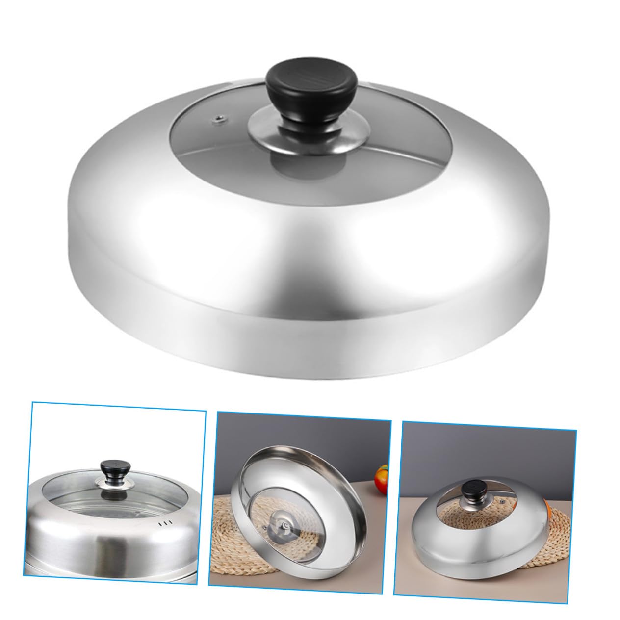 Coperchio Rotondo in Acciaio Inox e Vetro Temperato