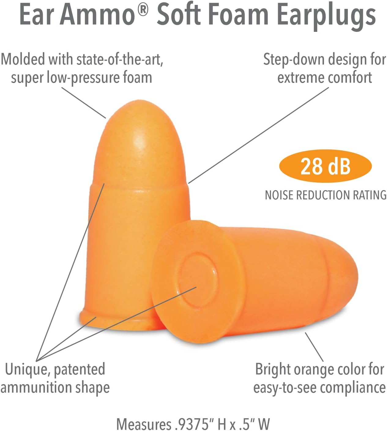 Mack's Ear Ammo Shooting Ear Plugs - Soft Foam, 44 Pair - Shooting Ear Protection for Hunting, Tactical, Target, Skeet and Trap Shooting | Made in USA