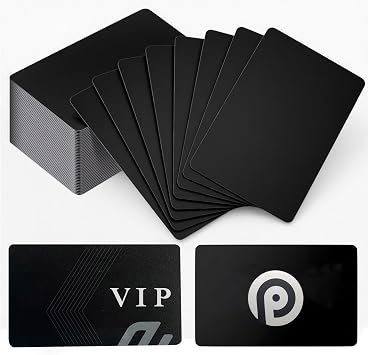 0.8mm Blanks Metal Business Card for Laser Engraving, Premium Aluminum Sheet Multipurpose DIY Gift Metal Cards Black 86 X 54 mm, 50 pcs