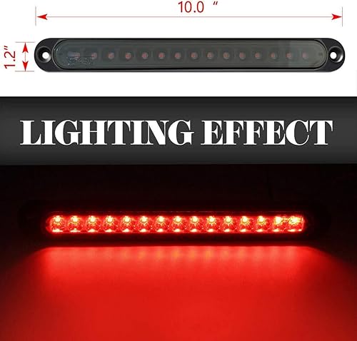 Miniatura 3 de 2 barras de luz LED ámbar rojo de 10 pulgadas y 15 luces LED para parada de estacionamiento, luces de freno trasero IP65, impermeables, para camión,