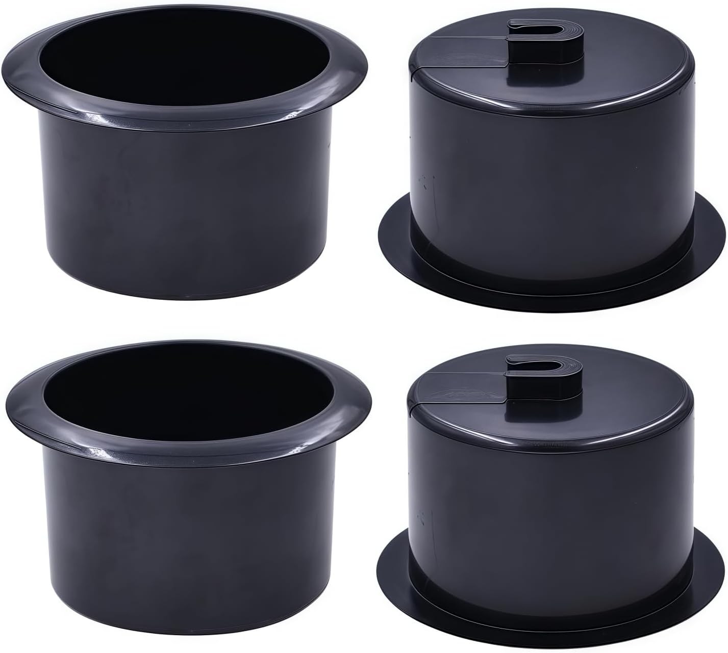 4Pcs Plastic Cup Holder Sofa Recliner Cup Holder Replacement Sofa Insert for Table, Sofa, Boats, Desk (Black)