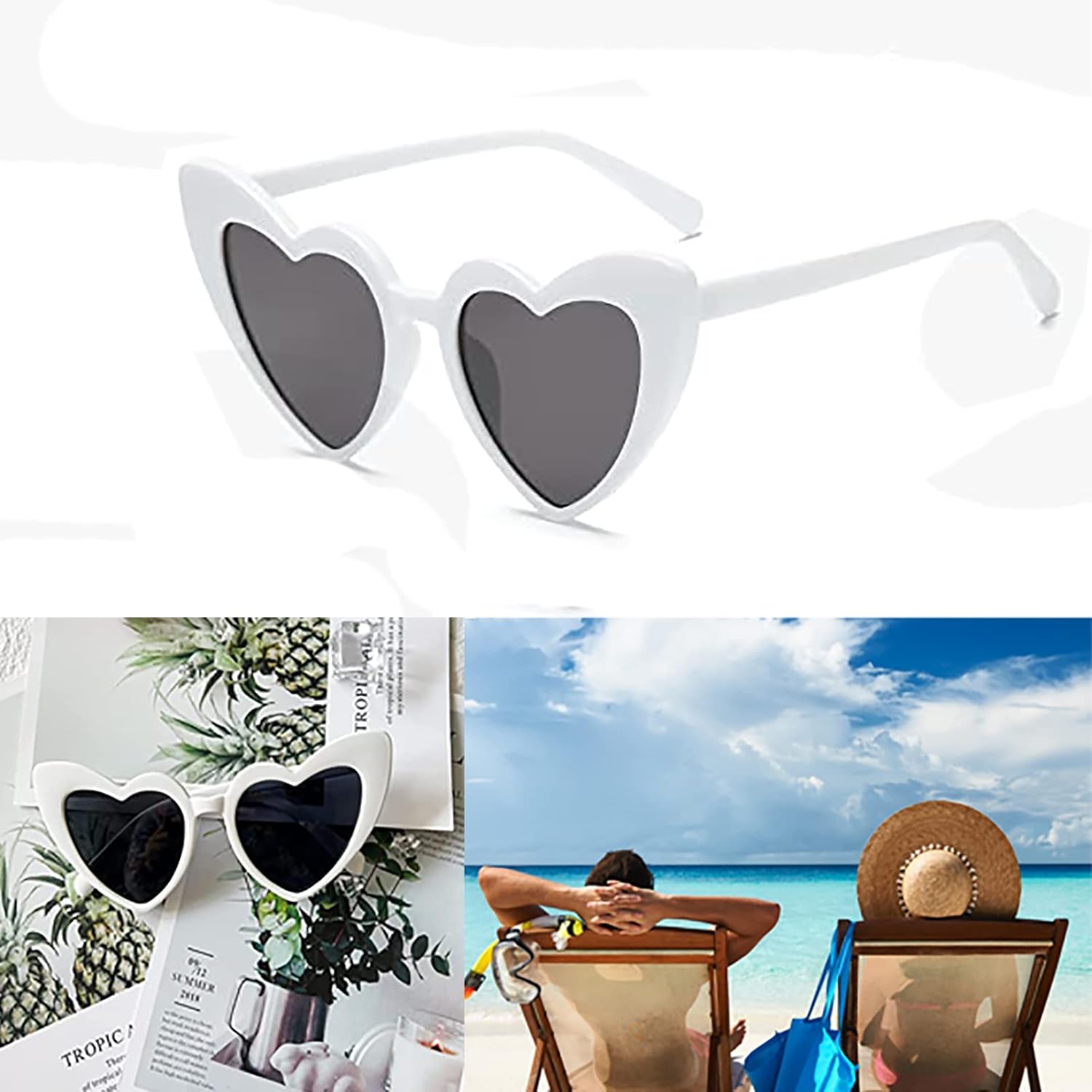 NHCDFA Heart Shaped Sunglasses, Heart Sunglasses, 2Pcs Love Heart