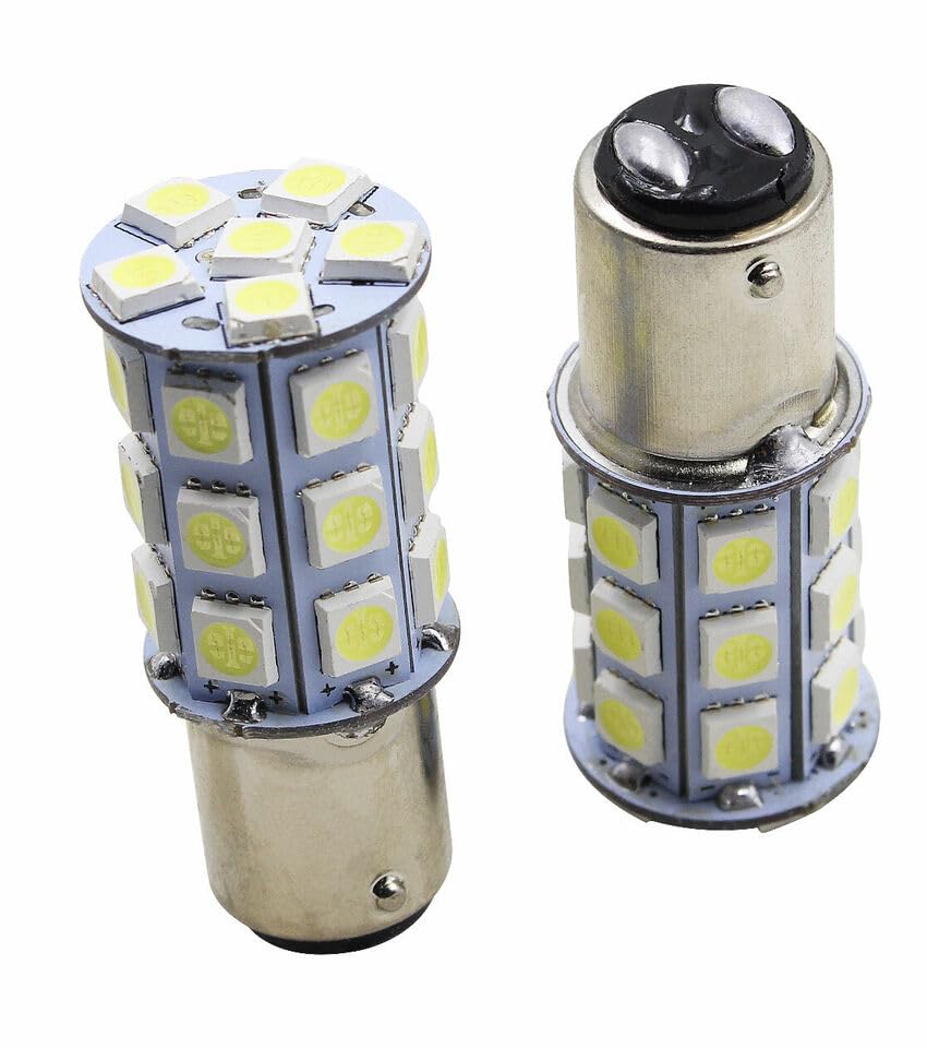 White BA15D 5050 27 SMD RV Camper Trailer Brake LED Light bulbs 1076 1004
