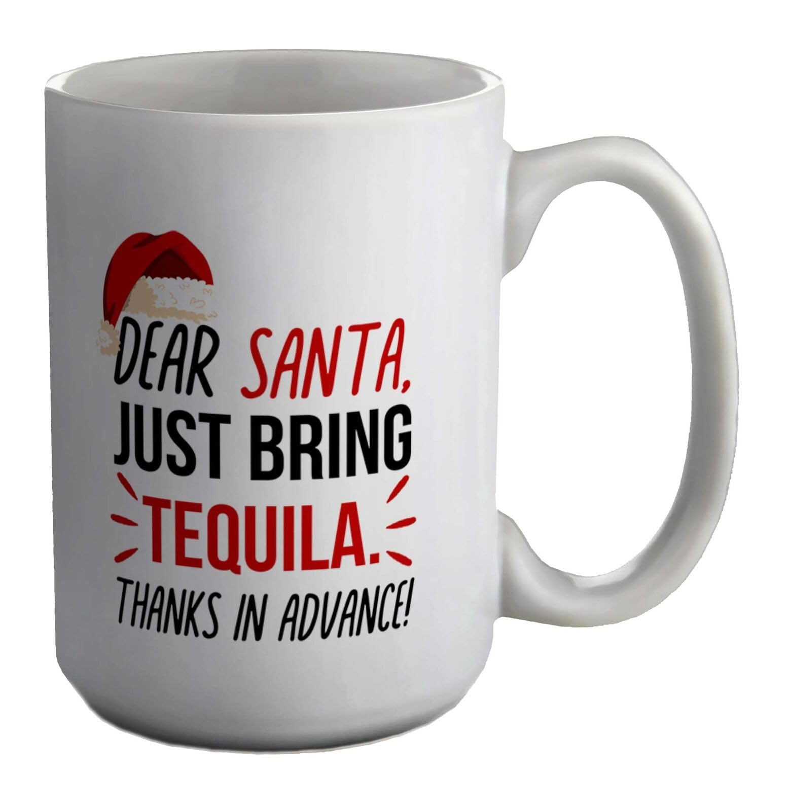 MUGS TRADER Dear Santa Please Bring Tequila Xmas Secret Santa White 11oz Large Mug Cup Gift Printed Coffee and Tea Ceramic Mug- 320 ML Ceramic Coffee Mug 9734