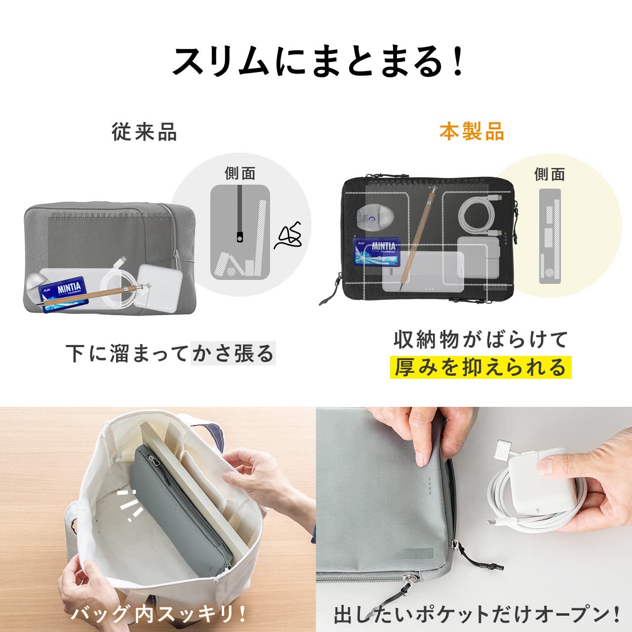 Amazon.co.jp: イーサプライ ガジェットポーチ 4方向収納 B5サイズ