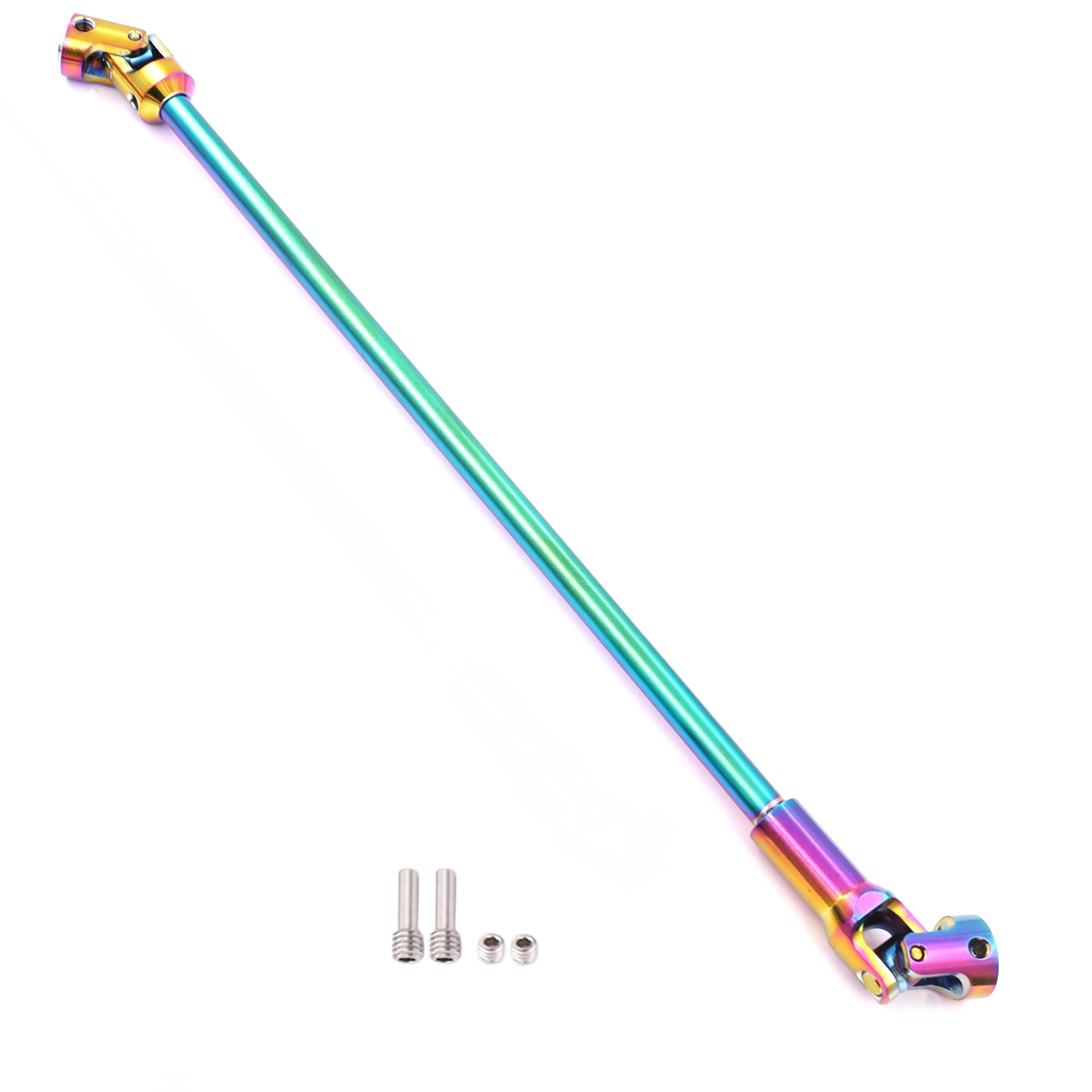 Raflot Rainbow Colorful SCX10 Drive Shaft 68-229mm Cut to Length Stainless Steel Driveshaft for 1/10 RC Crawler LCG Rig Sportys Scalers GSPEED Capra SCX10 Pro Element DIY SCX10(1PC)