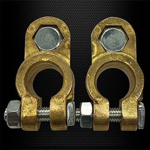 Ampper Brass Battery Terminal Connectors, Top Post Battery Terminals Clamp Set For Marine Car Boat Rv Vehicles (1 Pair) #TOP3