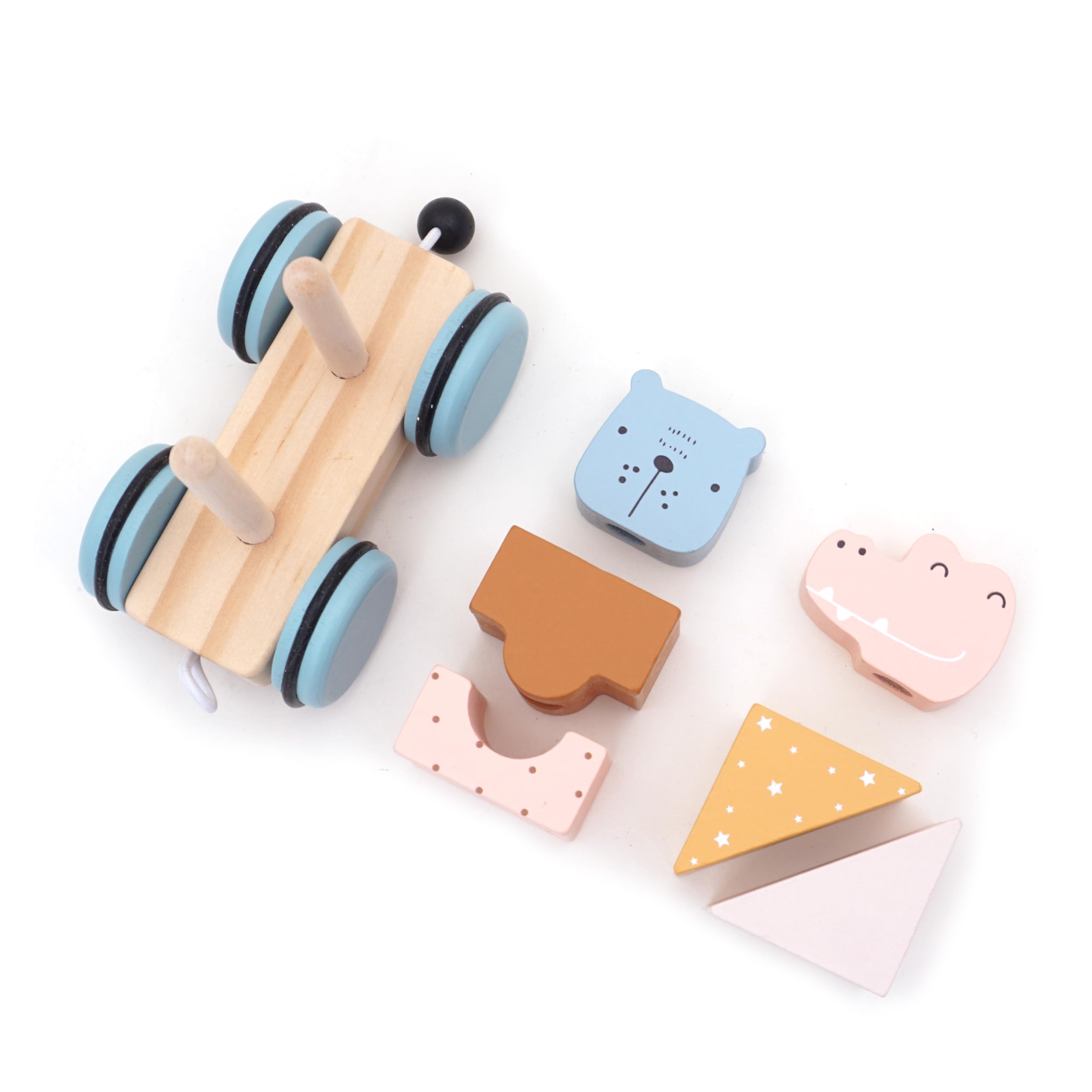 Wooden Toy Train & Stacking Blocks - Educational Gift -6