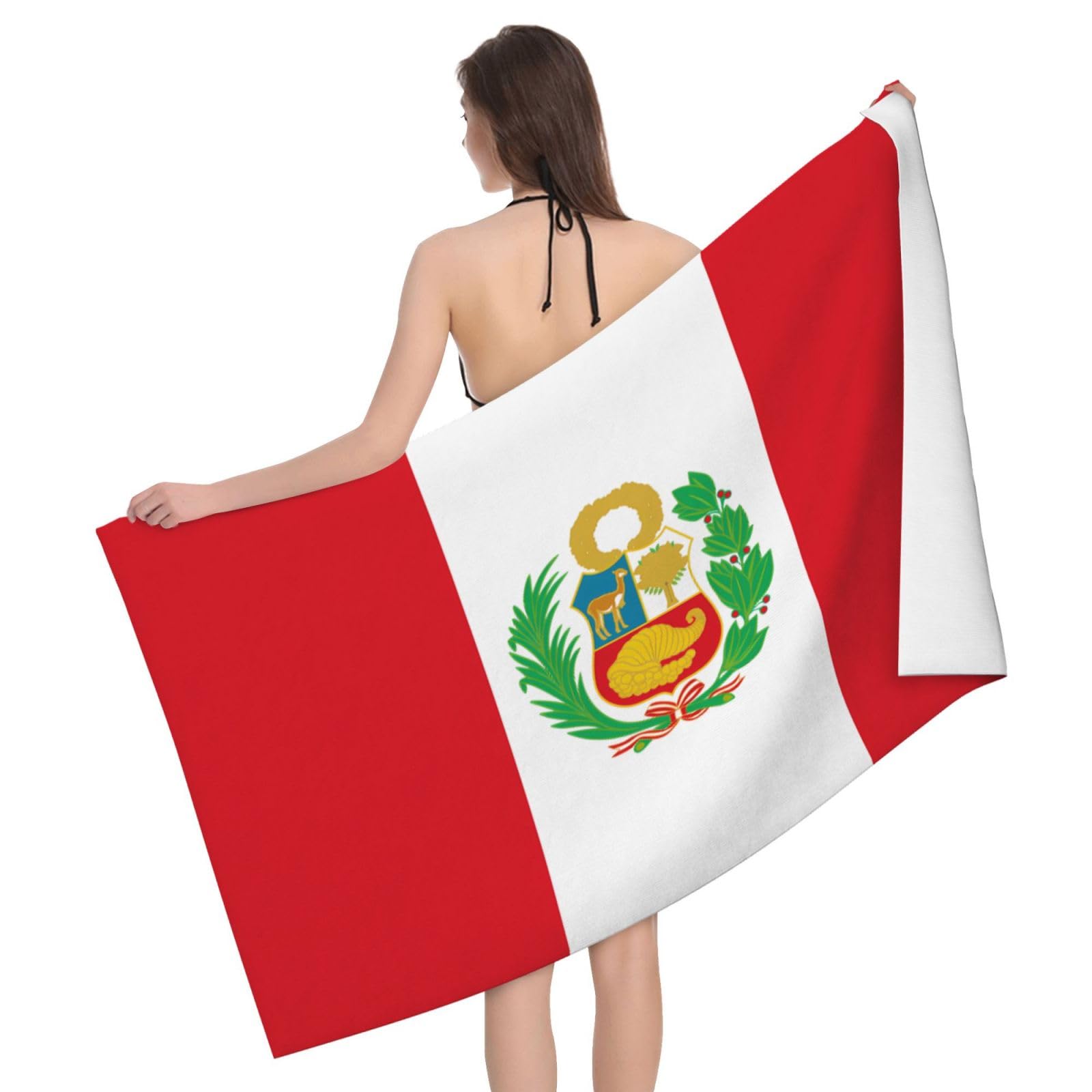 QAZWZML Home microfiber Flag of Peru prints bath towels for travel, beach, and bathroom use. Highly absorbent and soft pool towels for men and women, quick drying