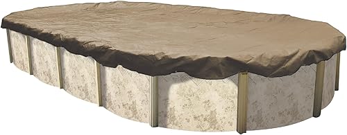 In The Swim Cubierta de invierno ovalada sobre el suelo de 15 x 30 pies - Protector polar - 20 años - 14 x 14 Scrim - Cabrestante y cable incluidos