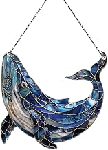 Whale Ornaments Decor for Window Hanging, Whale Lover Gifts for Women Men, Sea Animal Home Wall Room Decorations, Christmas 2D Flat Acrylic Ornamnet