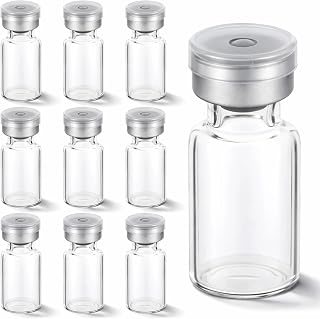 10 Pieces 3ml Sealed Test Bottles Empty Glass Bottles | Transparent Small Bottle with Self-Healing Injection Opening for Oil Blends Perfumes Lab Chemicals