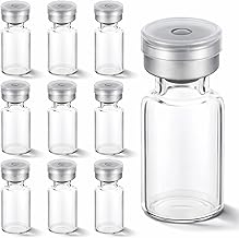 10 Pack 2ml Sealed Sample Vials, Empty Transparent Storage Glass Vials with Self-Healing Rubber Stopper Crimp Top Caps and Flip Top Cap