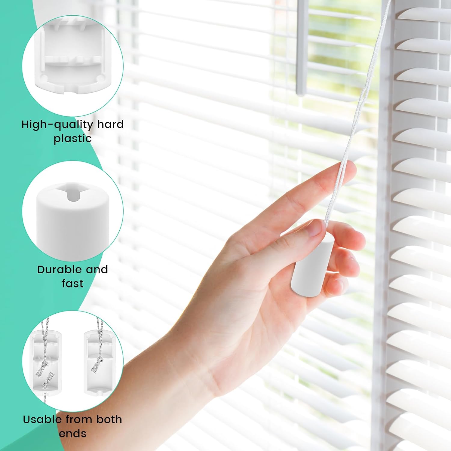 5 PCS Breakaway Cord Condensers, Blind Cord Holder, Anti-Strangulation Design Blind Safety Pull Cord Knobs for All Horizontal Blinds