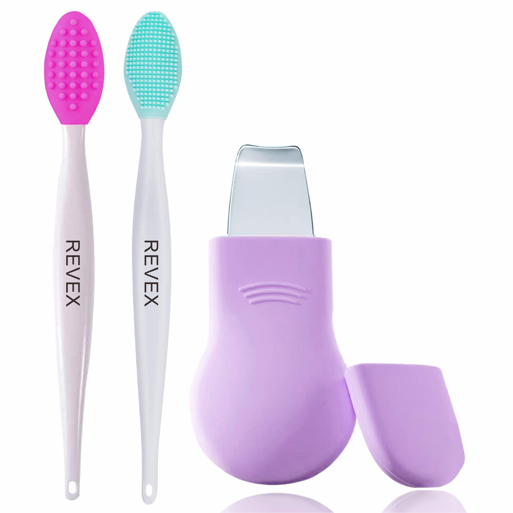 REVEX Nose Blackhead Remover Tool Set,Blackhead Scraper Tool,2Pcs Pore Cleaning Brush, Face Scrubber Skin Spatula, Pore Scrubber for Deep Cleansing,