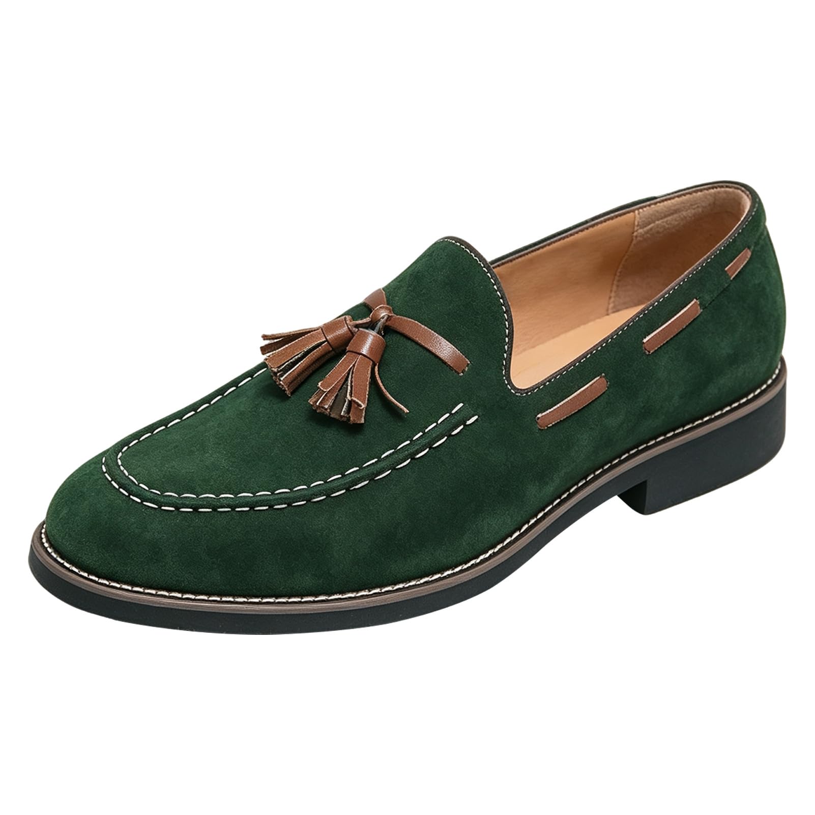 ANUFER Hombre Ante Sintético Piel Mocasines sin Cordones con Borlas