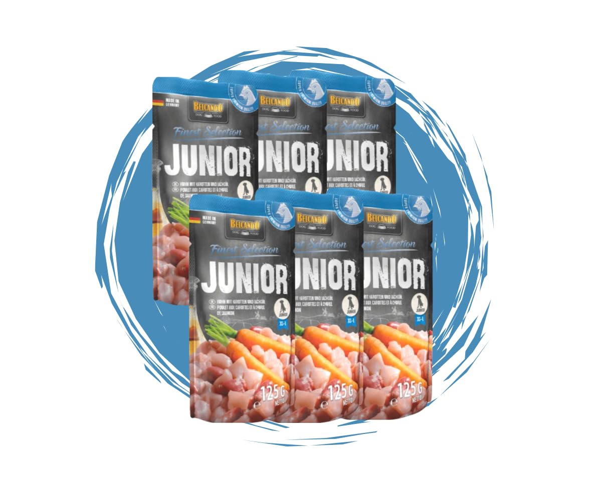 Belcando Finest Selection  Hundefutter  Junior 6x125g - getreidefreies  Nassfutter mit Huhn & Ei - Premium-Welpenfutter im Frischebeutel Bundle :  Amazon.de: Haustier