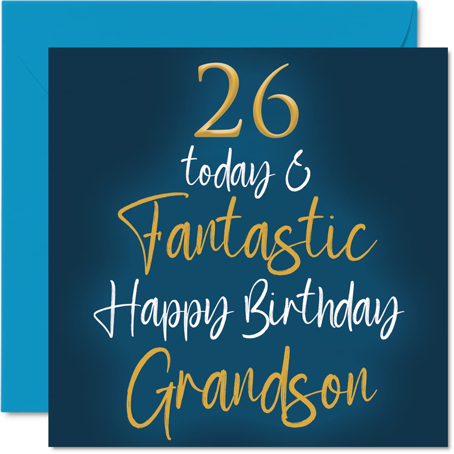 Fantastic 26th Birthday Cards for Grandson - 26 Today & Fantastic - Happy Birthday Card for Grandson from Grandparents, 145mm Greeting Cards Gift