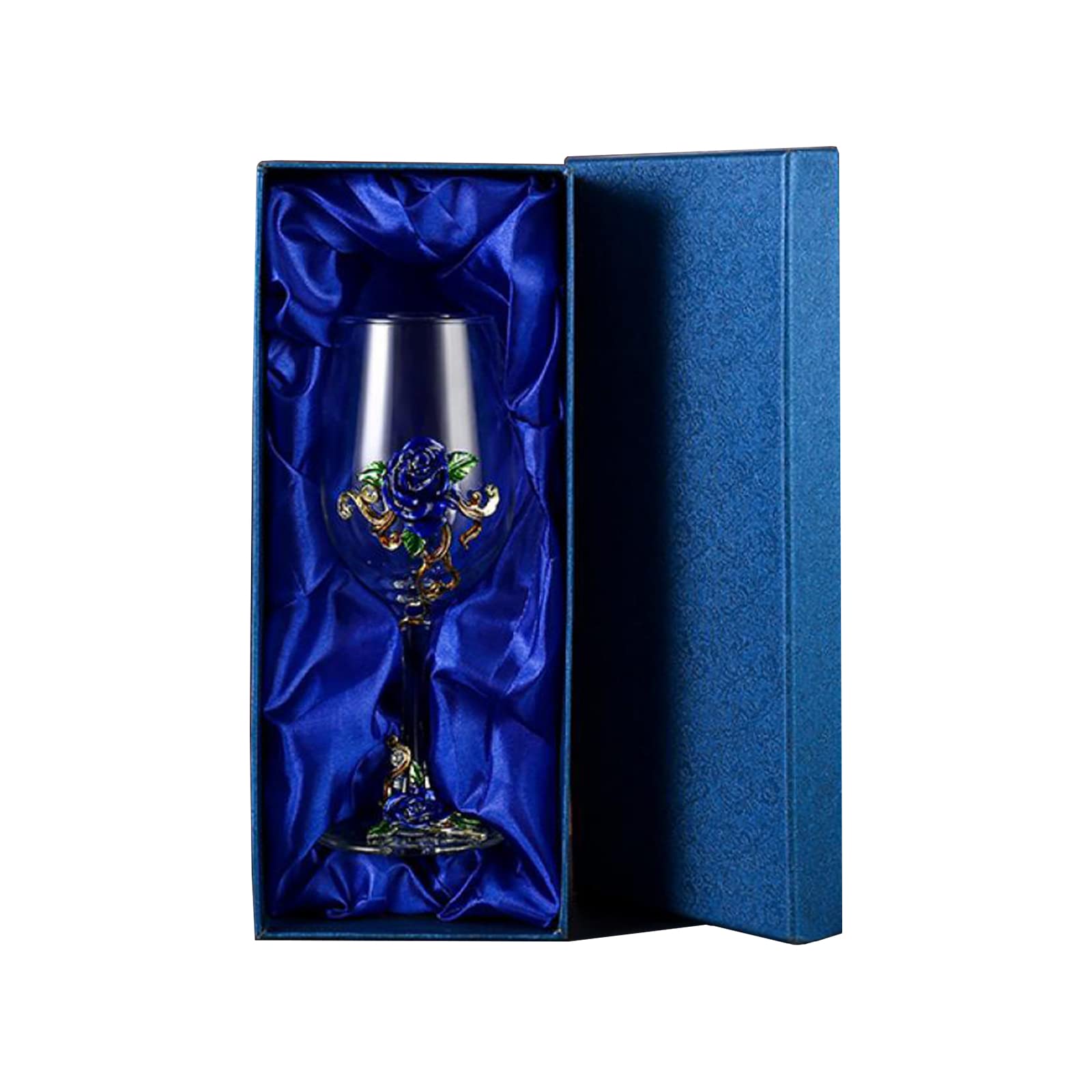 Verre à vin fait à la main jessie bleu, gobelet en verre peint émaillé pour cadeau de mariage