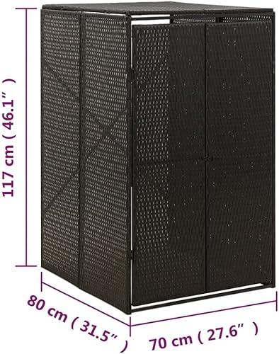 Miniatura 7 de Cobertizo de basura individual para exteriores, cubo de basura de polietileno para jardín, patio, patio trasero, basurero al aire libre, color