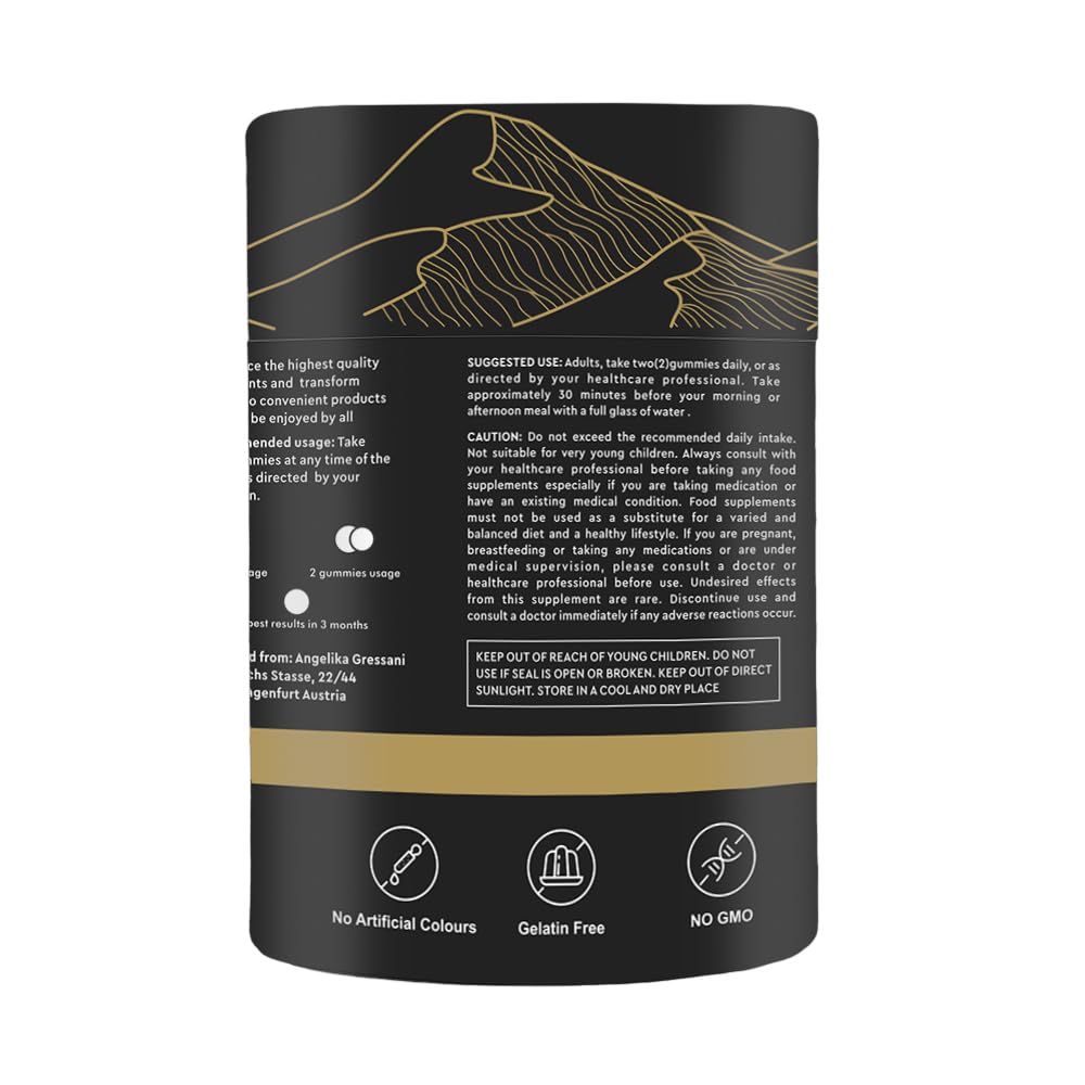 AG nature Shilajit Himalayano Originale 60 Caramelle Gommose- Integratore Alimentare Naturale con +85 Minerali e Acido Fulvico e Umico