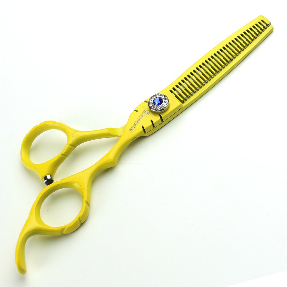 Amarillo profesional de 6 pulgadas pelo tijeras peluquería salón peluquería especial herramientas Japón acero inoxidable tijera kit de combinación (scissors set)