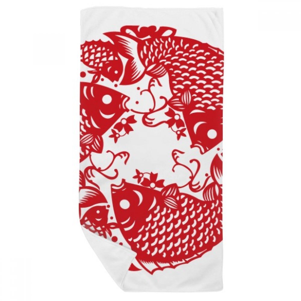 Serviette de bain doux poisson au design unique de papier coupé festif 35x70cm