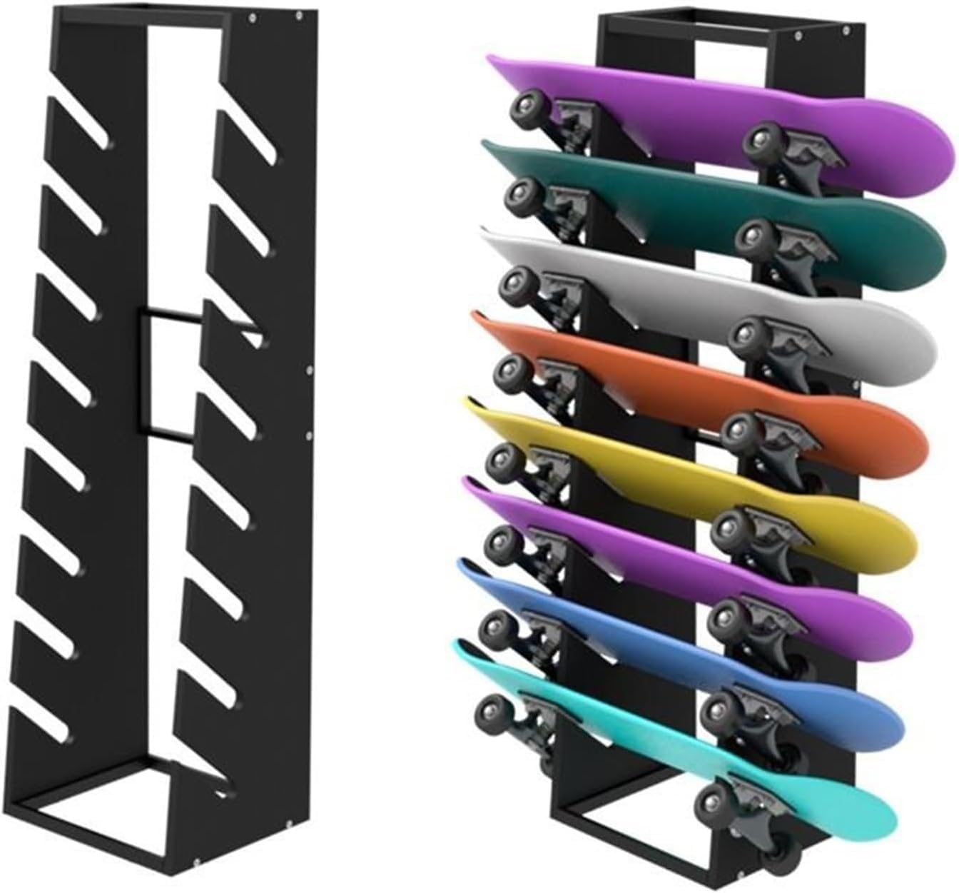 Floor Standing Skateboard Rack, Wooden Display Rack For Snowboards Longboards Surfboards, 8 Tier Snowboard Storage Rack For Home, Garage, Club, Skateboard Shop, gaoyun-1001
