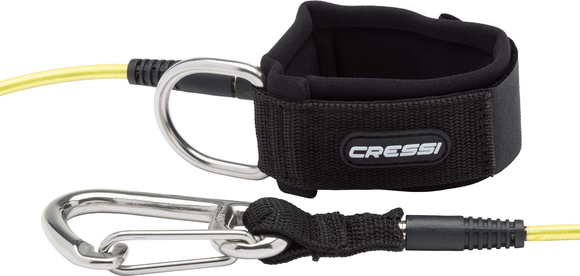 Velcro CRESSI Lanyard Apnea Cavo di Sicurezza con Moschettone in Acciaio Inox e Cinturino in Neoprene per Polso o Caviglia, Accessorio Subacquea per Line Diving e Allenamento