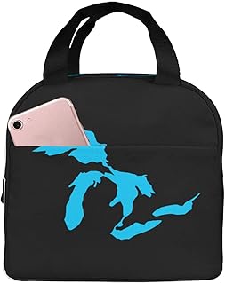 Lunch Box For Women Men, Michigan Great Lakes Lunch Bag Tote With Large Capacity, Cooler Lunch Container For Work Travel Office