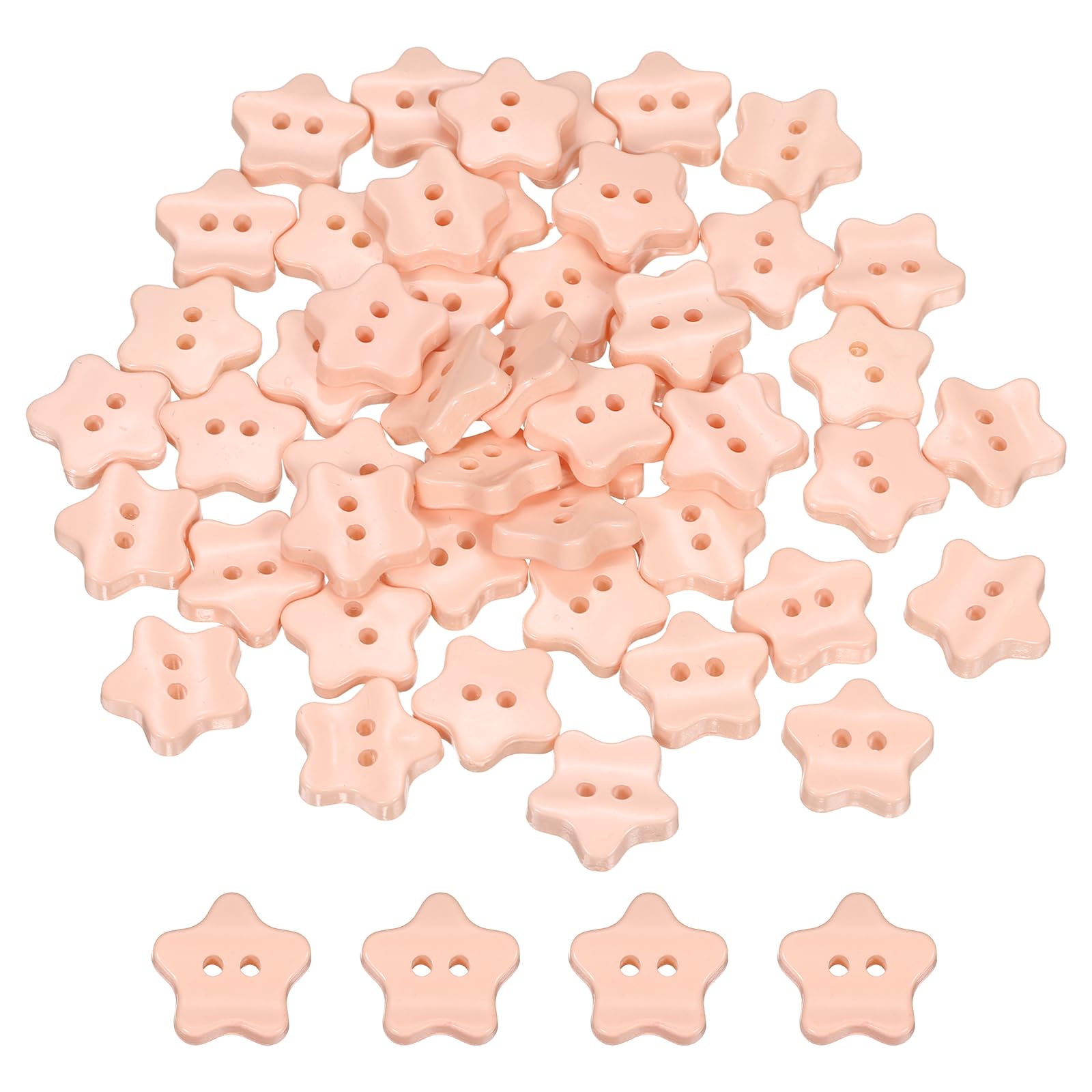 sourcing map 50Pcs Resin Buttons, 9/16" (15mm) 2 Holes Solid Color Sewing Craft Shirt Buttons for Sewing Blouse Coat Windbreaker Hat Doll Decoration DIY Crafts (Star, Orange Pink)