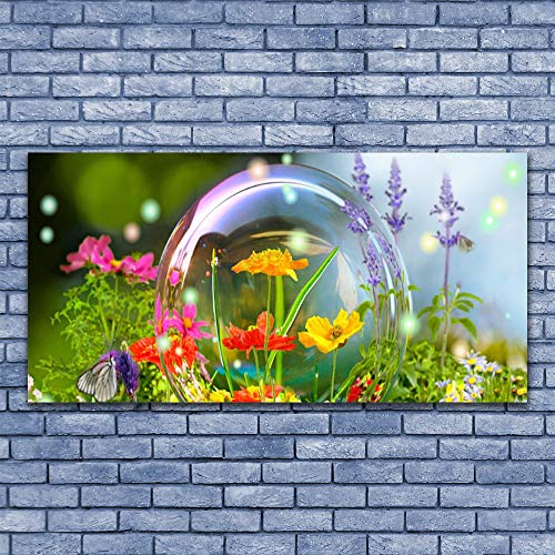 Impression sur verre trempé 140x70cm tableau mural moderne fleurs