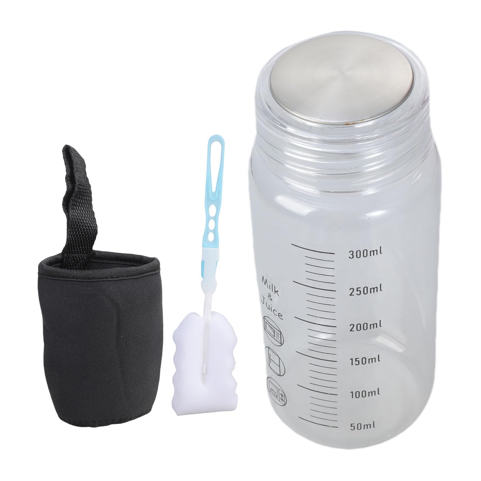 yanwuwa Microwave Safe Glass Bottle 300ml with Cup Sleeve and Lid Water Container Practical Beverage Drinkware Leak Proof Microwave Safe Water Bottle