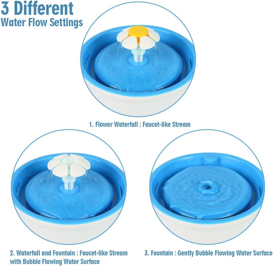 Pet Drinking Water Fountain with Flower Style Design for Cats and Dogs, Cat Dog Flower Water Dispenser, Automatic Electric 1.6L Super Quiet