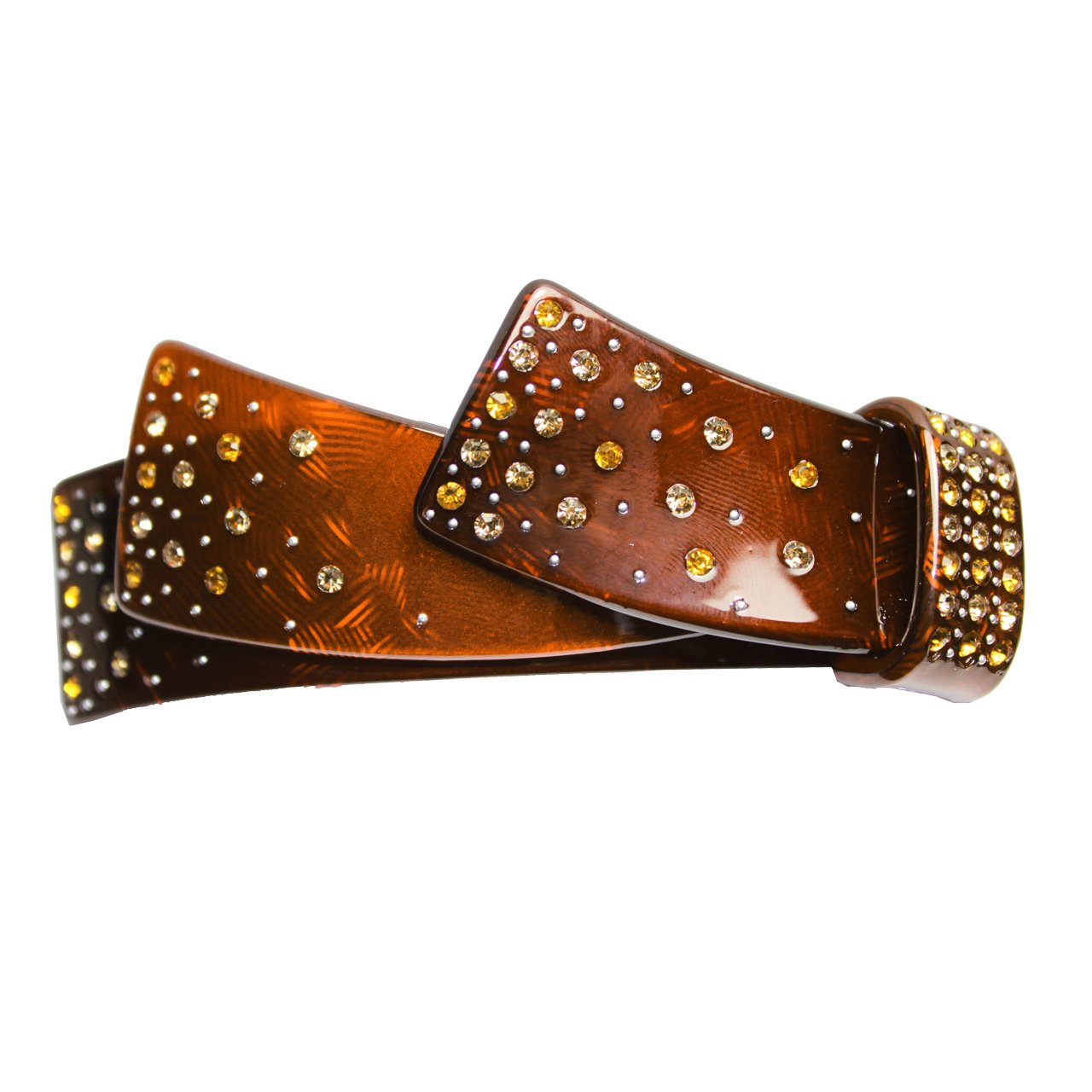 Flowing Triple Ribbon Crystal Rhinestone Ribbon Hair Barrette - Chocolate Brown