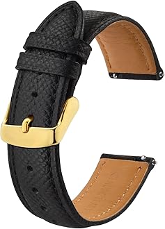 BISONSTRAP Watch Straps with Quick Release, Texture Leather Watchbands for Men Women, 18mm 20mm 22mm