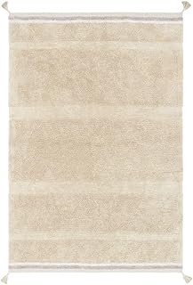 Lorena Canals Alfombra de algodón color naranja arena texturizada con pompones S – 120 x 160 cm