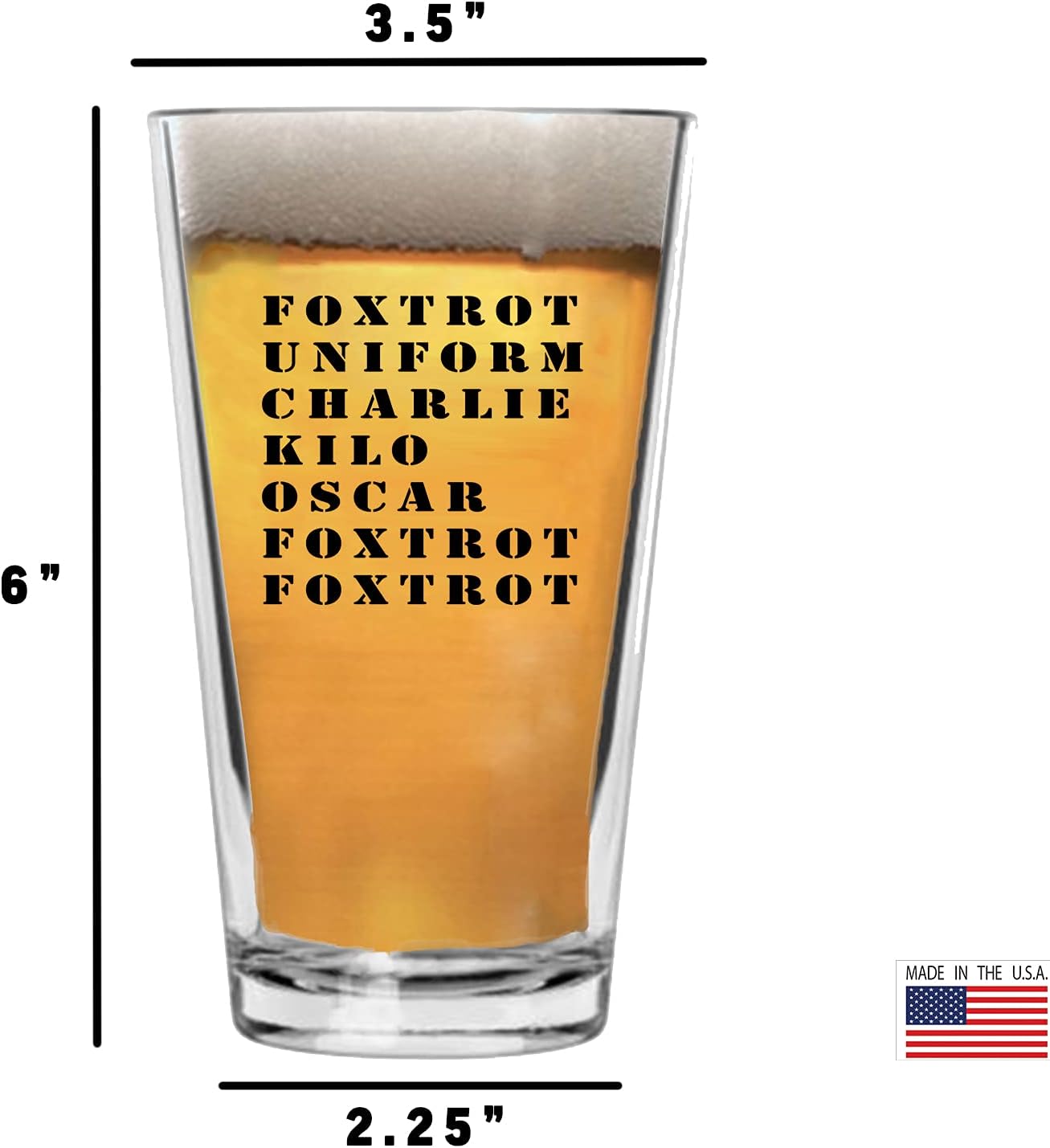 Rogue River Tactical Funny Foxtrot OFF Joke Beer Glass Drinking Cup Pint 16oz Pub Gift For Any Military Veteran - Image 4