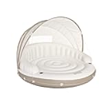 58292EP Canopy Island Inflatable Pool Float: Comfortable Lounge Surface – Built-in Cup Holders – Detachable Sunshade – 440lb Max Weight Capacity – 78.5