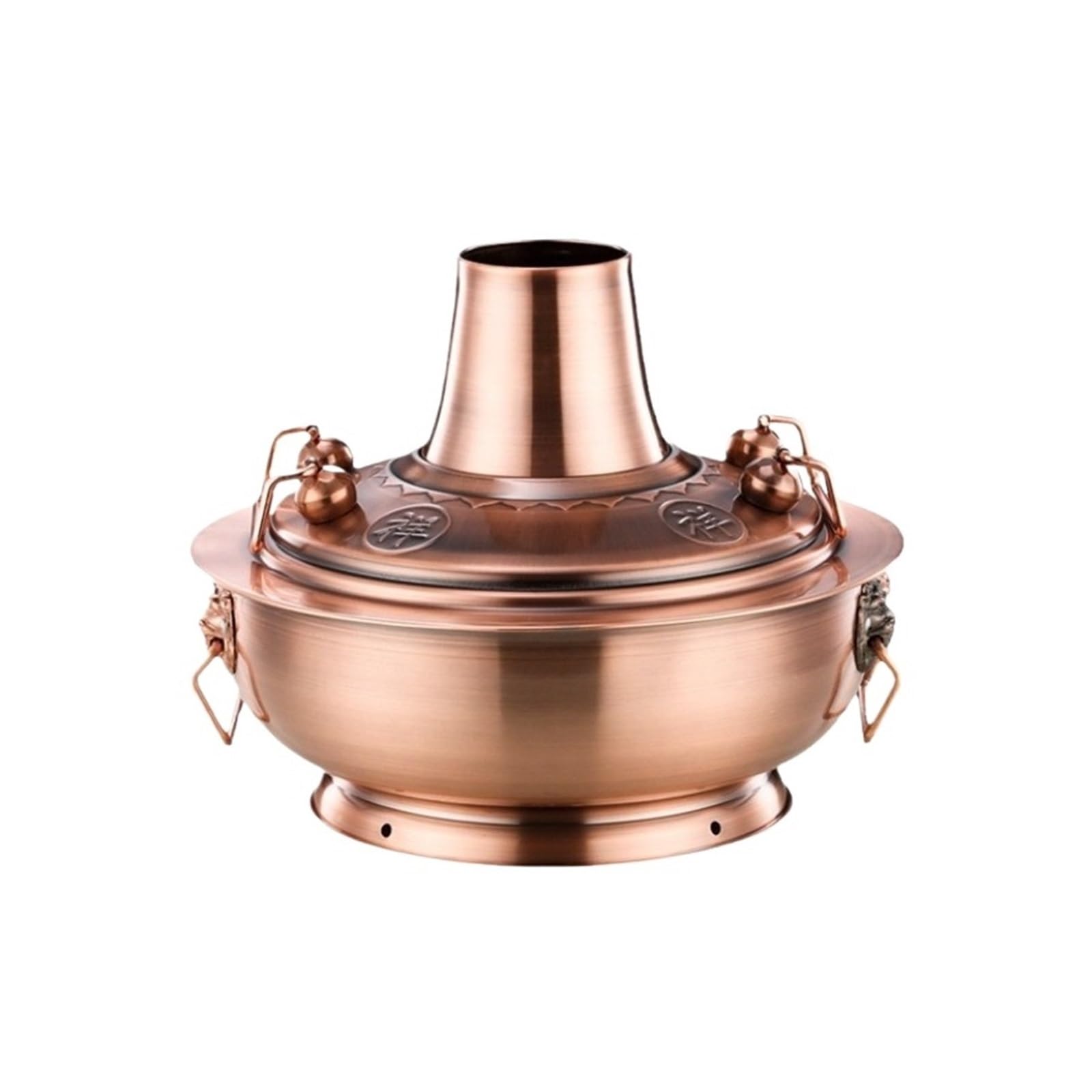 INUUXLG Vintage Hot Pot Hotpot Chinese Style Cooker Stainless Steel Hot Pot Hot Pot for Home Hot Pot Shabu Cooker(34cm) (Copper 36cm) (Copper 36cm)