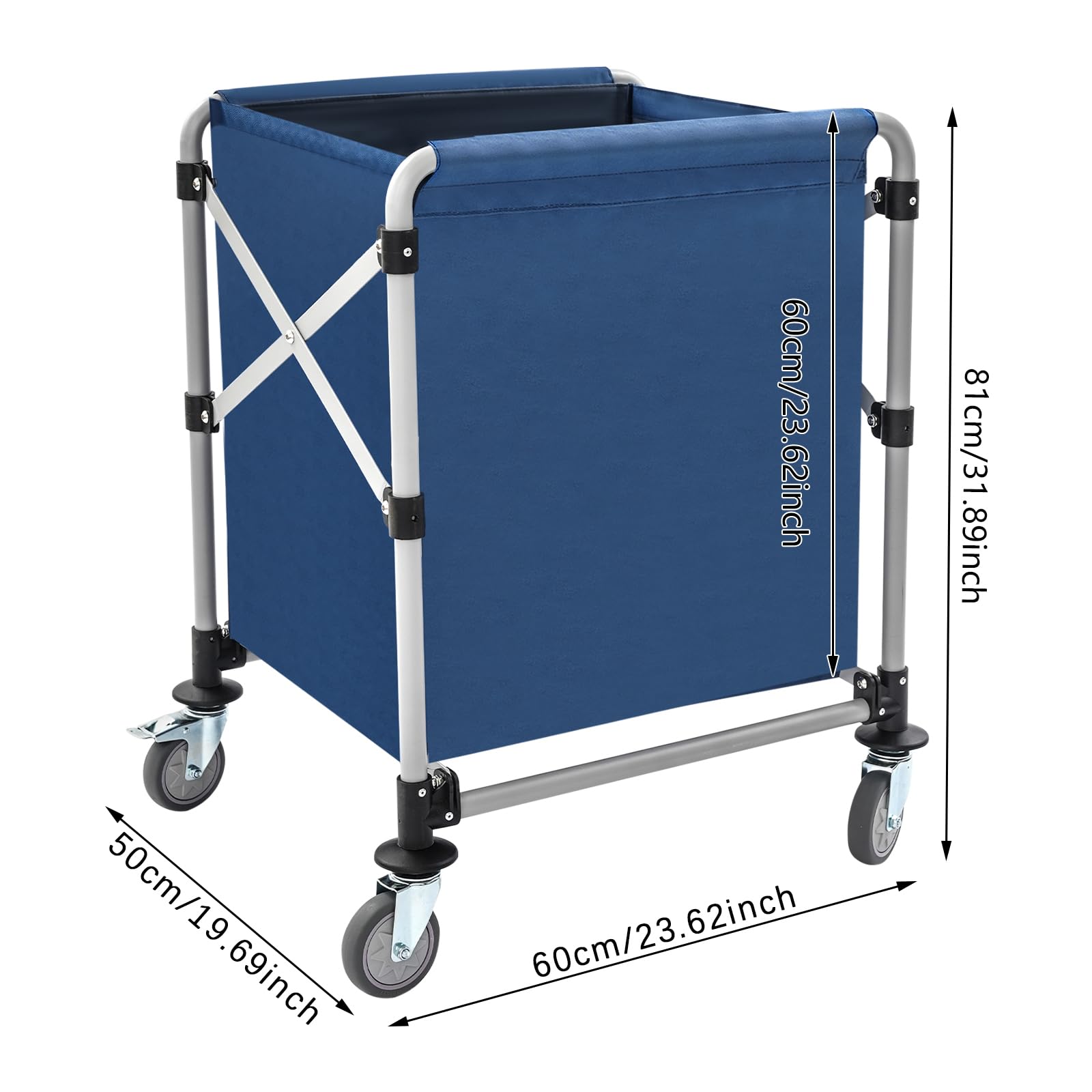 Carrito de lavandería de acero inoxidable, para el hogar, hotel, lavandería, comercial, grande, plegable, con ruedas, estable, resistente al agua, para el hogar, hotel, lavandería, comercio, amarillo