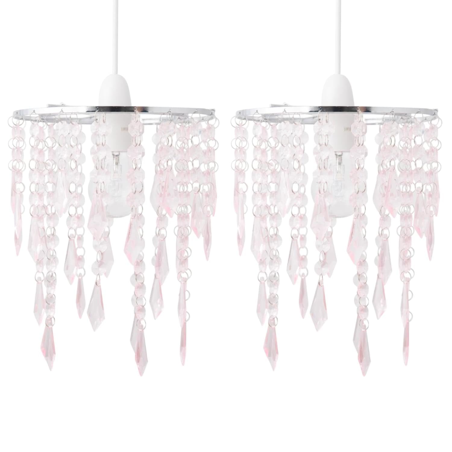 Set of 2 Chrome & Pink Jewels Light Shades