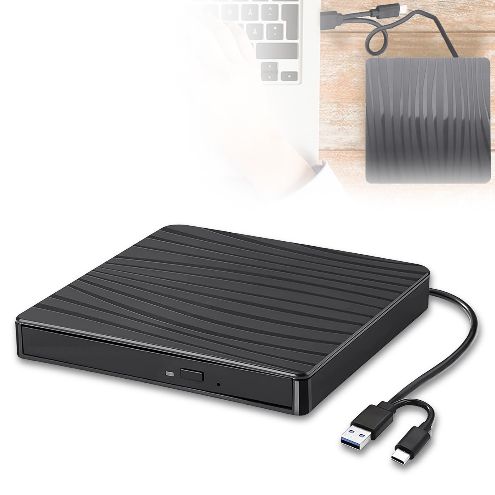 Unità DVD esterna USB 3.0 e Type-C portatile CD DVD +/-RW ROM drive per computer portatile PC desktop, CD DVD Burner Reader compatibile con sistemi operativi Windows XP / 2003 / Vista /7 /8/10/11