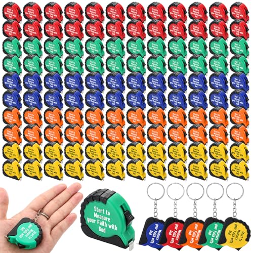 Liliaafar 120 Pcs Church Gifts for Men Small Tape Measure Keychain Bulk