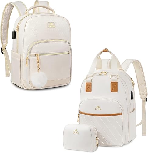 MATEIN Mochila pequeña para mujer, bonita mochila ligera para laptop con bolsa de maquillaje y puerto USB, mini bolsa de hombro casual impermeable