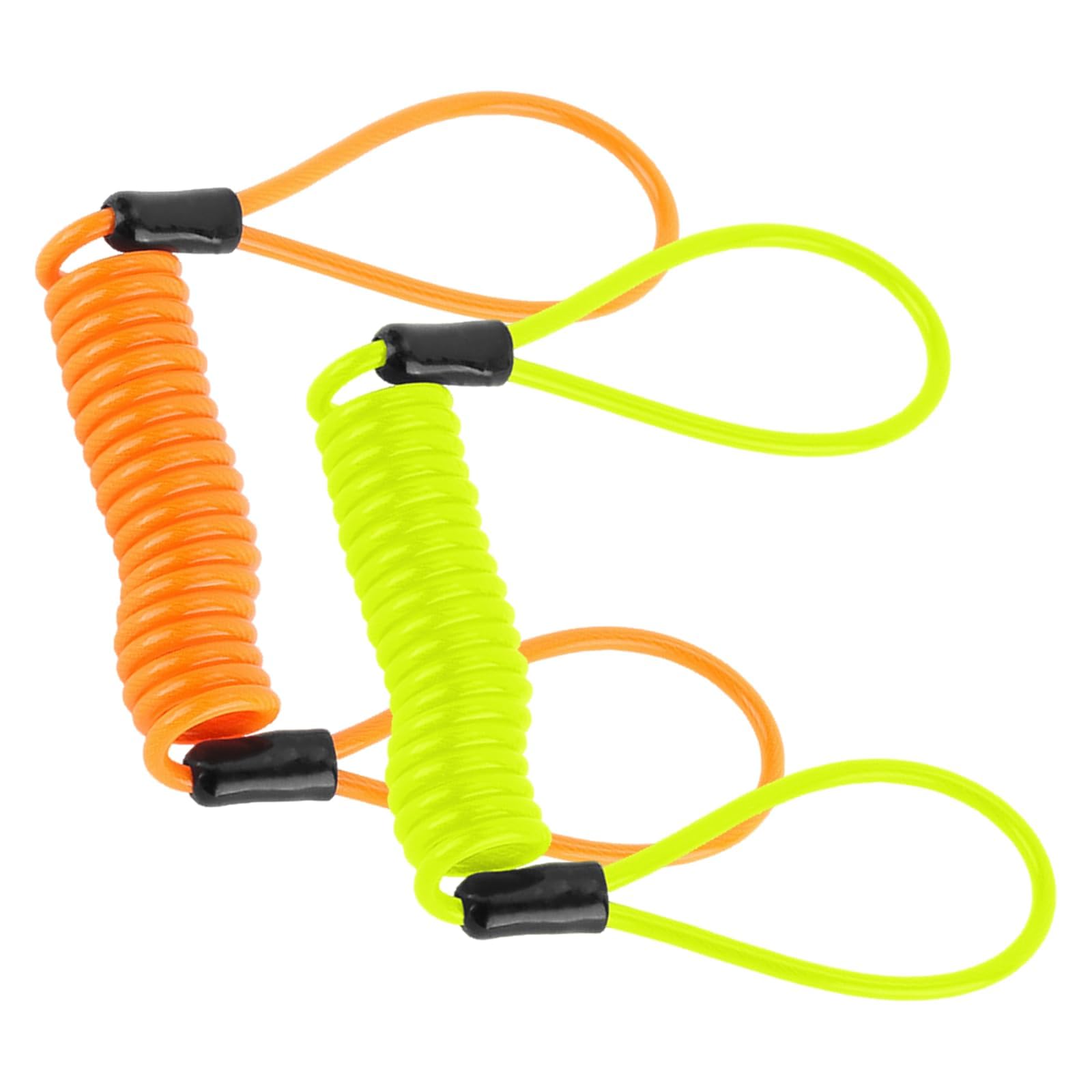 2PCS Disc Lock Reminder Cable, Motorcycle Disc Lock, Bright Coiled Disc Lock with Strong Visibility, Durable Steel Disc Lock Motorbike Accessory for Daily Commuting and Travel